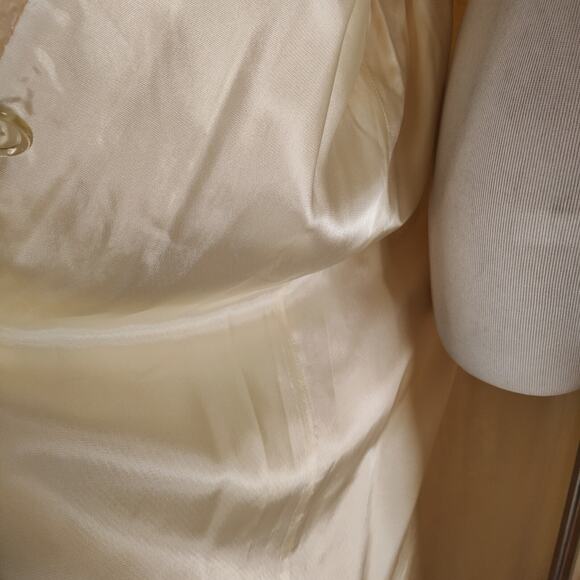 Vintage 80s Cream Wool Tweed Overcoat Double Breasted One Button Size 12 - Picture 11 of 16